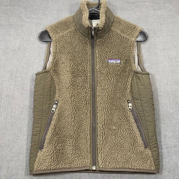 Patagonia Synchilla Womens Full Zip Fleece Vest Olive Green Logo Size Small - Picture 1 of 13